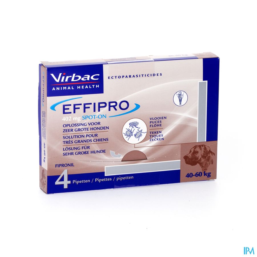 Effipro 402mg Spot-on Opl Hond Pipet 4x4,02ml Effipro 402mg Spot-on Opl Hond Pipet 4x4,02ml