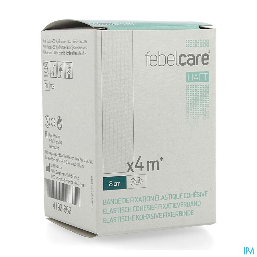 Febelcare Haft Elas. Cohesief Fixatieverb. 8cmx4m Febelcare Haft Elas. Cohesief Fixatieverb. 8cmx4m