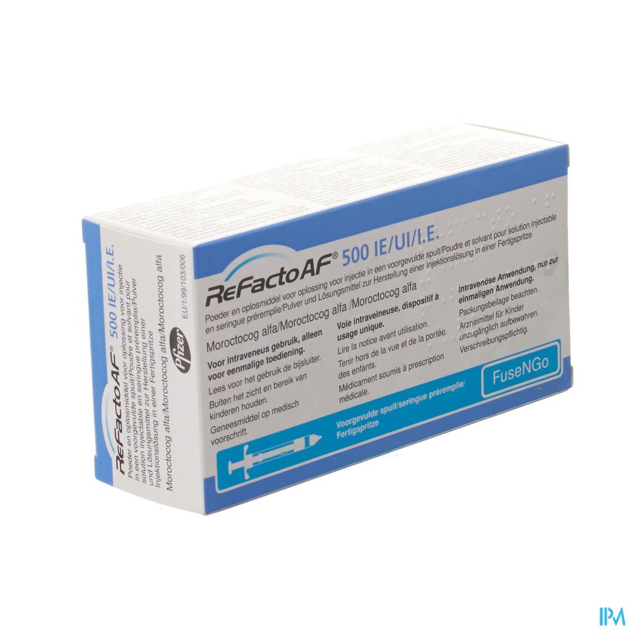 Refacto Af 500ie Pdr+solv Opl Inj Voorgev.spuit 1 Refacto Af 500ie Pdr+solv Opl Inj Voorgev.spuit 1