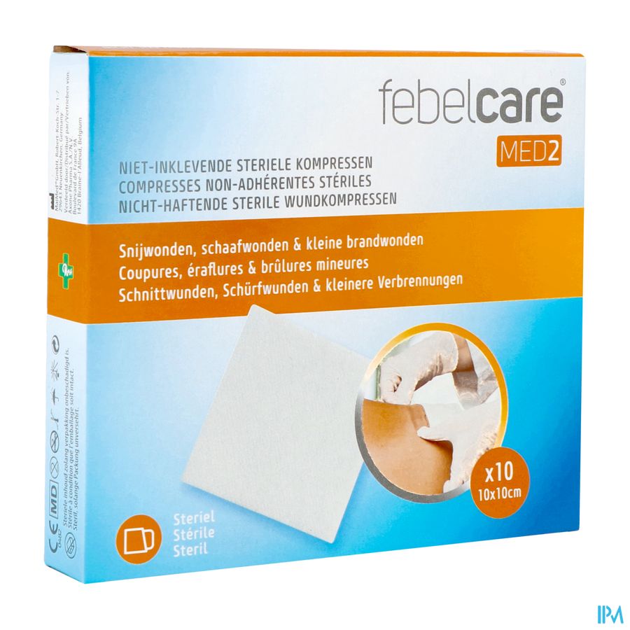 Febelcare Med2 Compr.n/adh. Ster. 10,0x10,0cm 10x1 Febelcare Med2 Compr.n/adh. Ster. 10,0x10,0cm 10x1