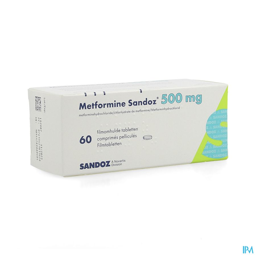 Metformine Sandoz 500mg Comp 60 X 500mg Metformine Sandoz 500mg Comp 60 X 500mg