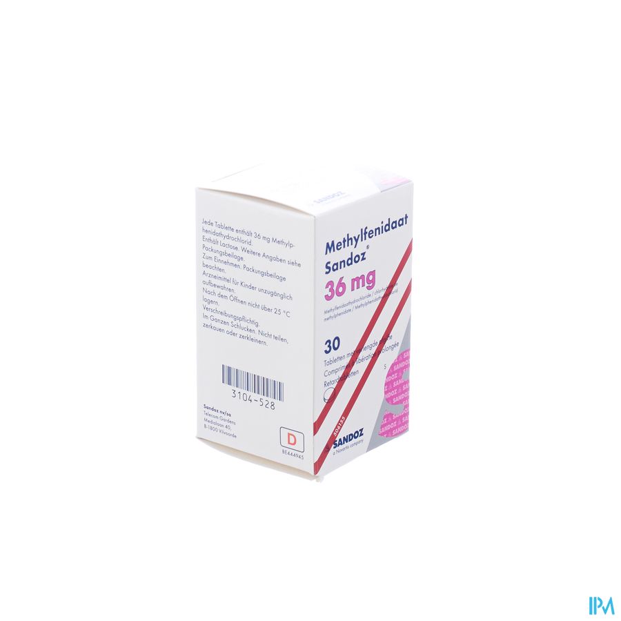 Methylfenidaat 36mg Sandoz Comp Verl Afgifte 30 Methylfenidaat 36mg Sandoz Comp Verl Afgifte 30