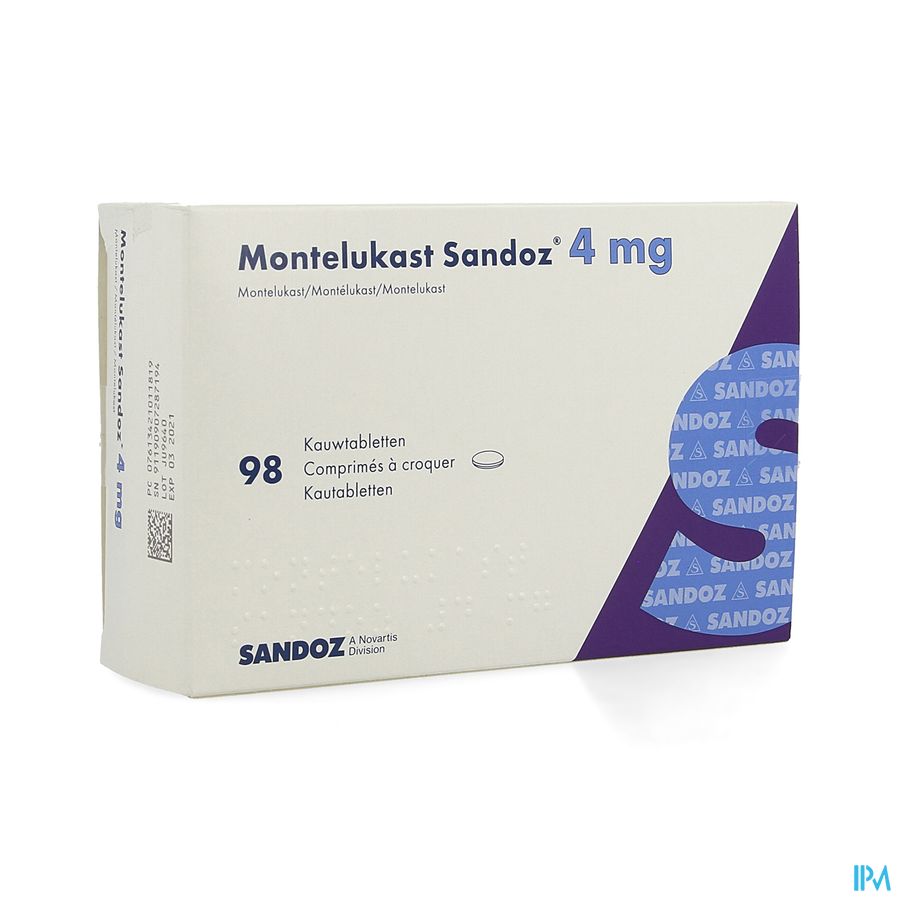 Montelukast Sandoz Kauwtabletten 98 X 4mg Montelukast Sandoz Kauwtabletten 98 X 4mg