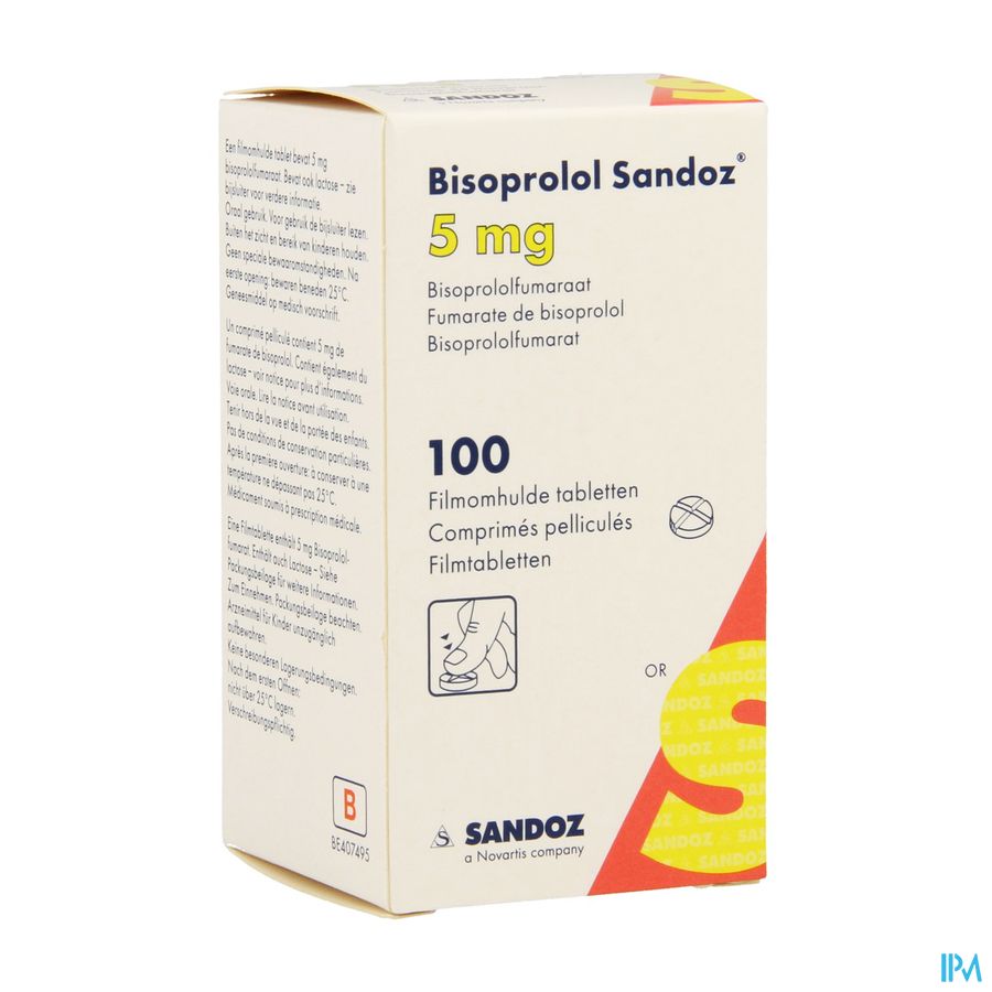 Bisoprolol Sandoz 5,0mg Pot Comp Pell 100 X 5,0mg 2