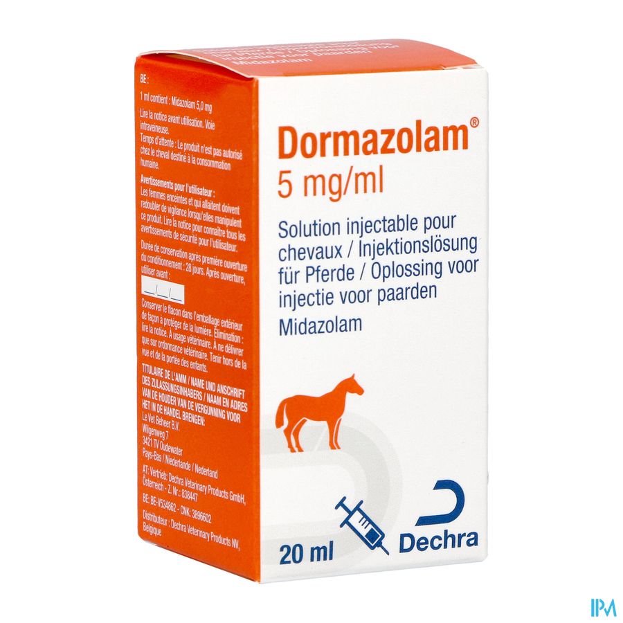 Dormazolam 5mg/ml Sol Inj Paard 20ml Dormazolam 5mg/ml Sol Inj Paard 20ml