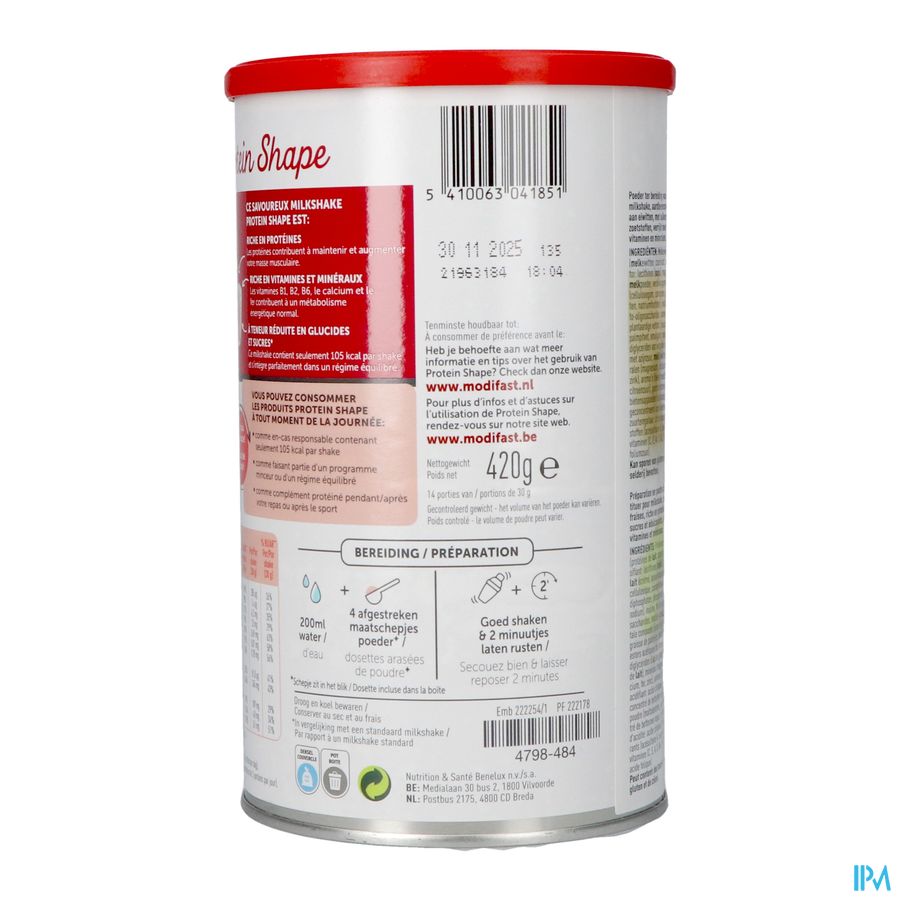 Modifast Protein Shape Strawberry Milkshake 420g 1
