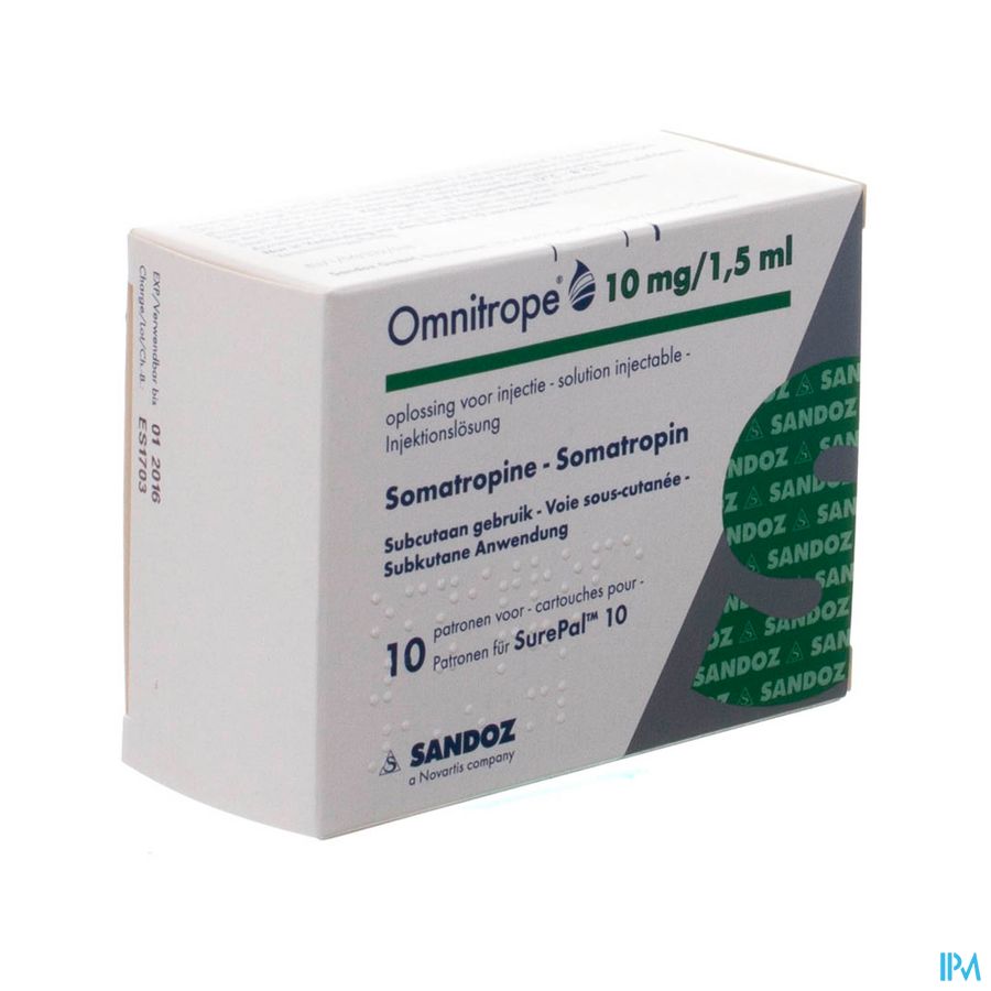 Omnitrope Sandoz 10mg/1,5ml Opl Inj Patroon Glas10 Omnitrope Sandoz 10mg/1,5ml Opl Inj Patroon Glas10