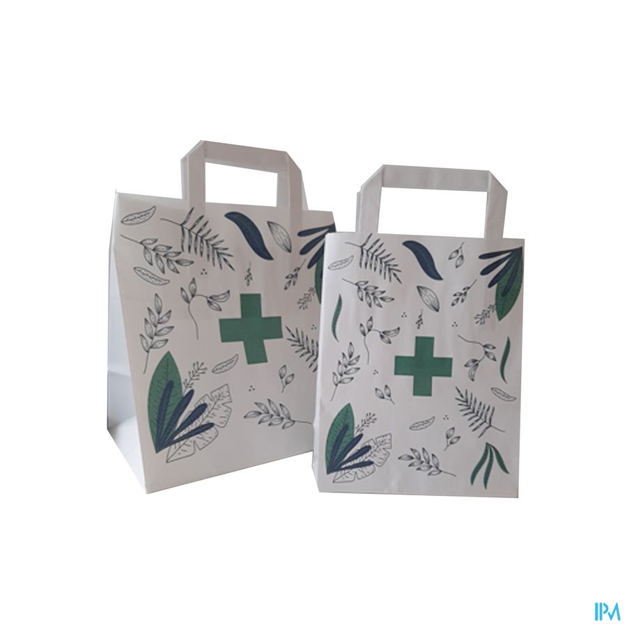 Draagtas Papier Hv. Botanic. White S 18+8x22cm 250 Draagtas Papier Hv. Botanic. White S 18+8x22cm 250