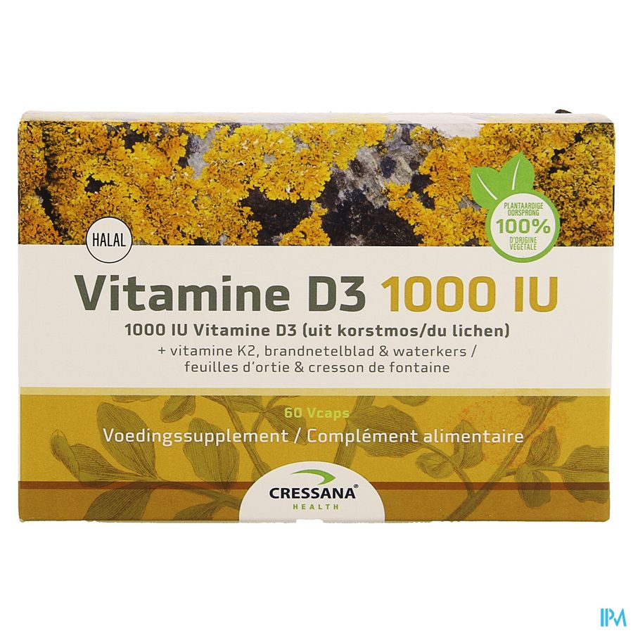 Vitamine D3 1000iu + K2 Vegetal Caps 60 1