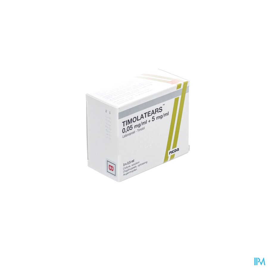 Timolatears Collyre 0,05mg/ml+5mg/ml Fl 3 X 2,5ml Timolatears Collyre 0,05mg/ml+5mg/ml Fl 3 X 2,5ml