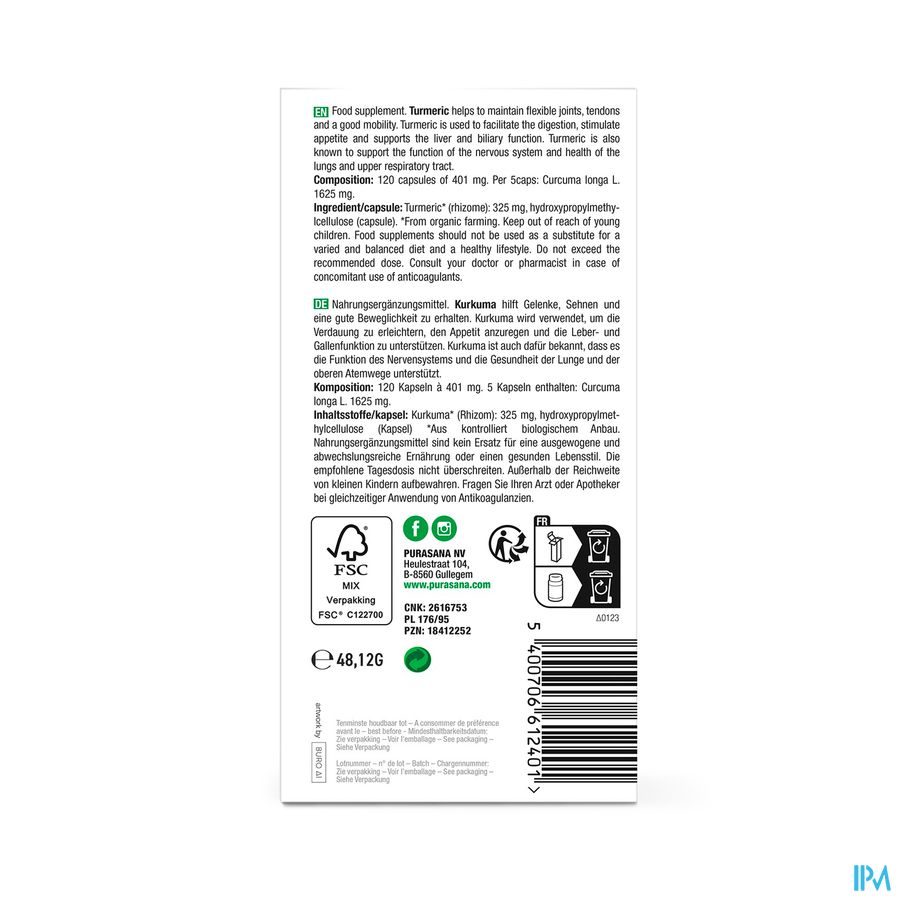 Purasana Vegan Kurkuma Bio Caps 120 4