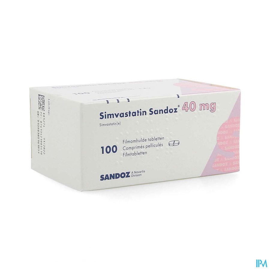 Simvastatin Sandoz 40mg Comp 100 Alu/pvc Simvastatin Sandoz 40mg Comp 100 Alu/pvc