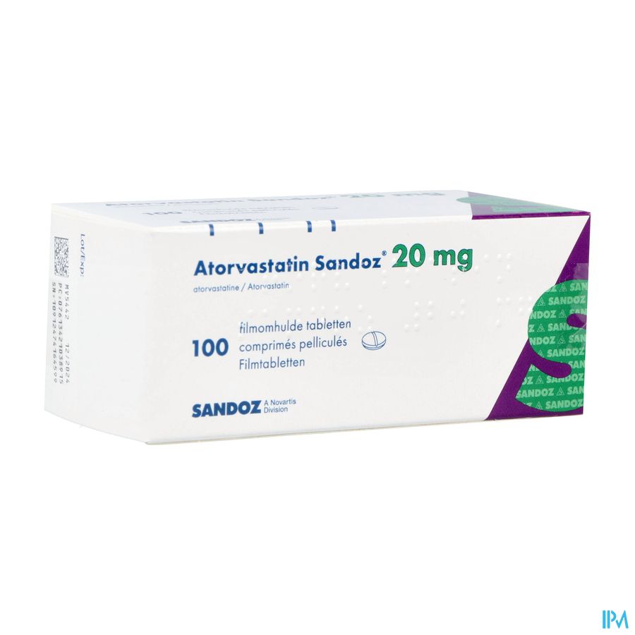 Atorvastatin 20mg Sandoz Filmomh Tabl 100 Alu/alu Atorvastatin 20mg Sandoz Filmomh Tabl 100 Alu/alu