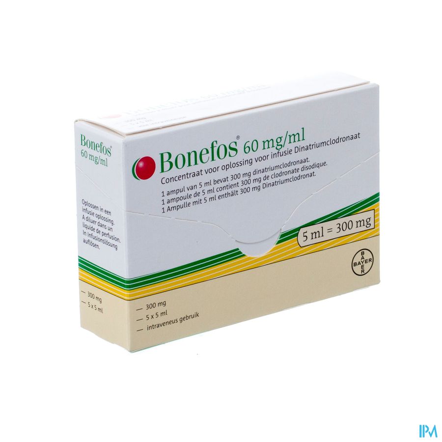 Bonefos 60 mg/ml sol. perf. (à diluer) i.v. amp. 5 x 5 ml Bonefos 60 mg/ml sol. perf. (à diluer) i.v. amp. 5 x 5 ml