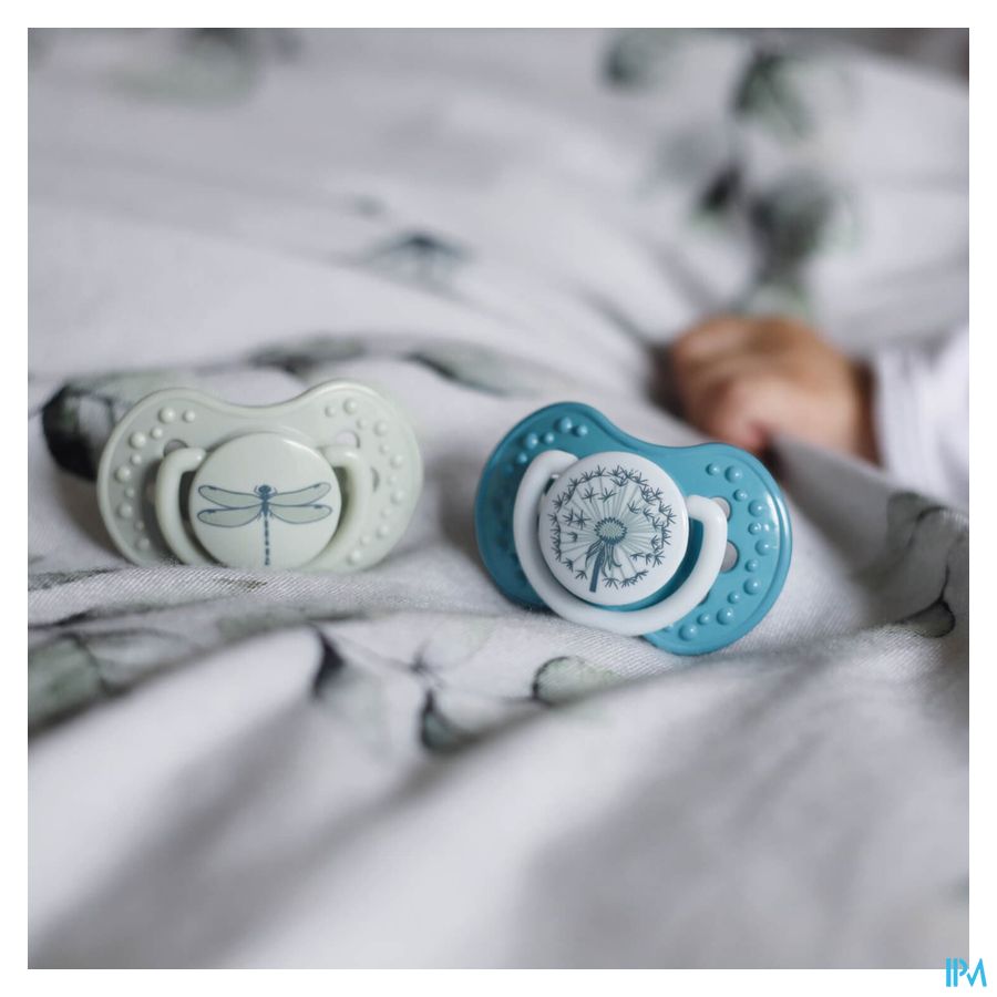 Difrax Fopspeen Dynamic Botanic Blue&green 3m+ 2 6