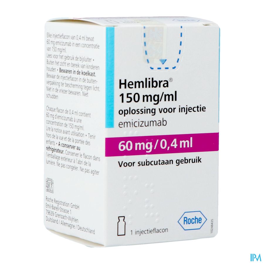 Hemlibra 60mg/0,4ml Opl Inj Fl Inj 1 +cnk 4125928
