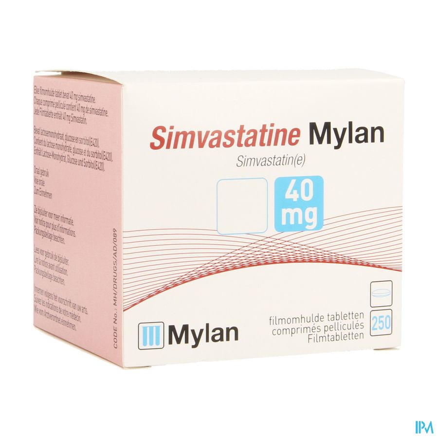 Simvastatine Mylan 40mg Filmomh Tabl 250 Fl Pp