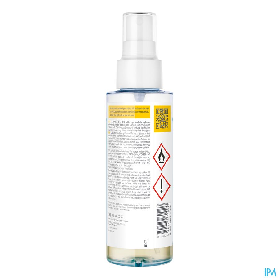 Bioderma Biphase Lipo Alcoolique Mains Sp 100ml 1