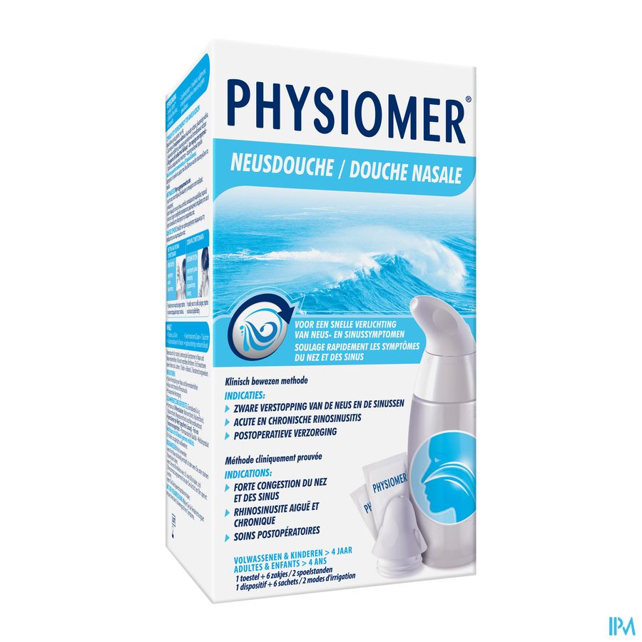 Physiomer Neusdouche + Zeezout Zakje 6 Physiomer Neusdouche + Zeezout Zakje 6