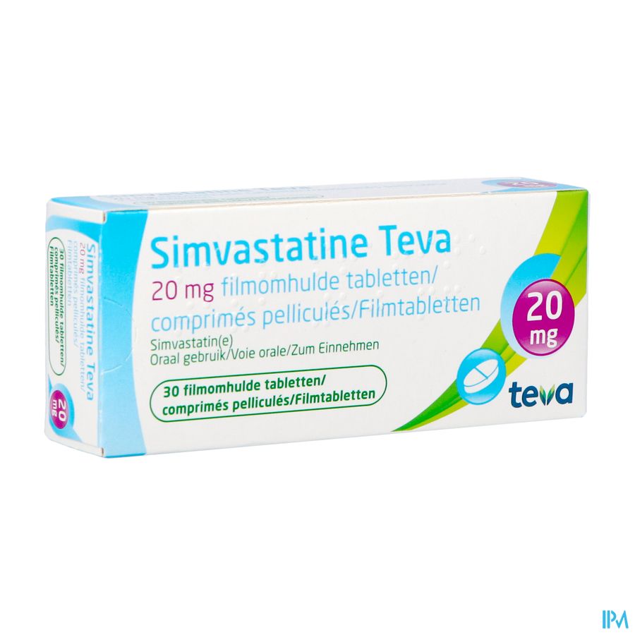 Simvastatine 20mg Teva Comp Enrob 30 X 20mg Simvastatine 20mg Teva Comp Enrob 30 X 20mg