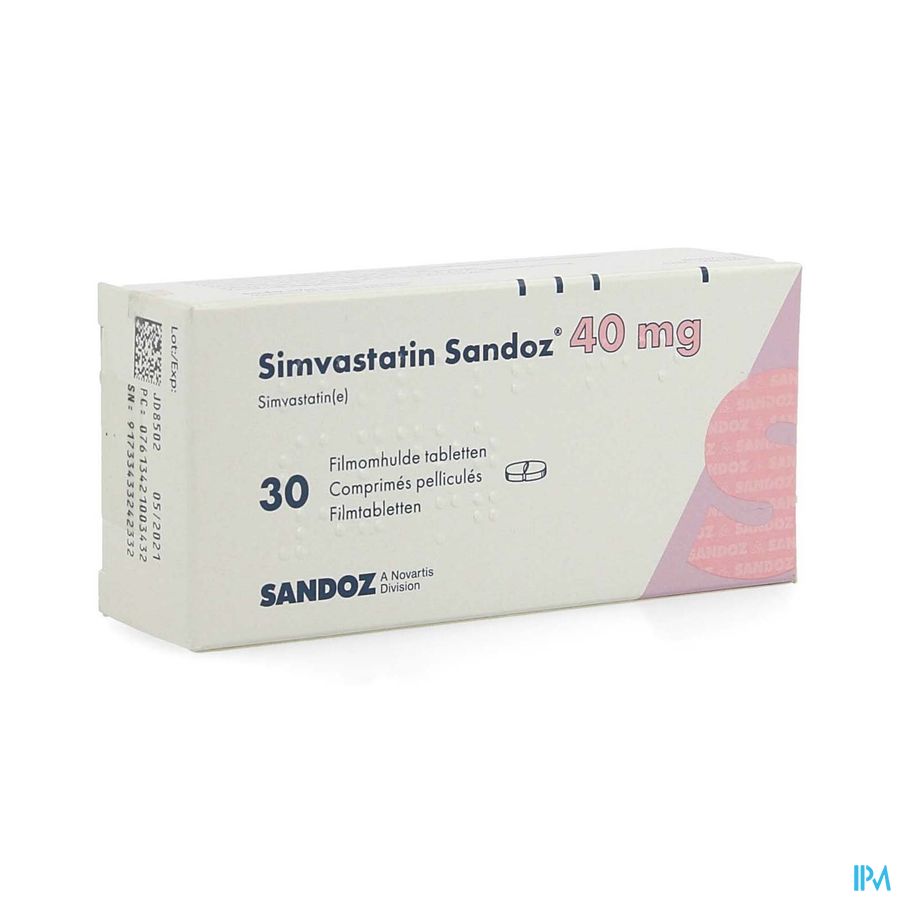 Simvastatin Sandoz 40mg Comp 30 Alu/pvc Simvastatin Sandoz 40mg Comp 30 Alu/pvc