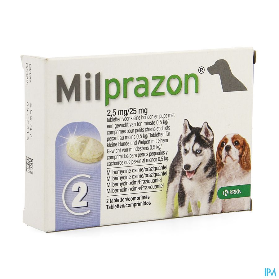 Milprazon 2,5mg/ 25mg Hond +0,5kg Comp 2 Milprazon 2,5mg/ 25mg Hond +0,5kg Comp 2