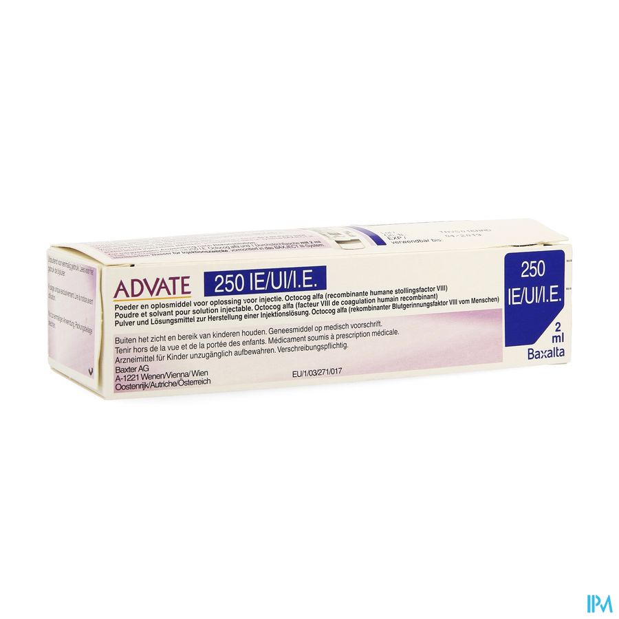 Advate 250 Ui Pulv+solv Sol Inj 2ml(125iu/ml)+kit Advate 250 Ui Pulv+solv Sol Inj 2ml(125iu/ml)+kit