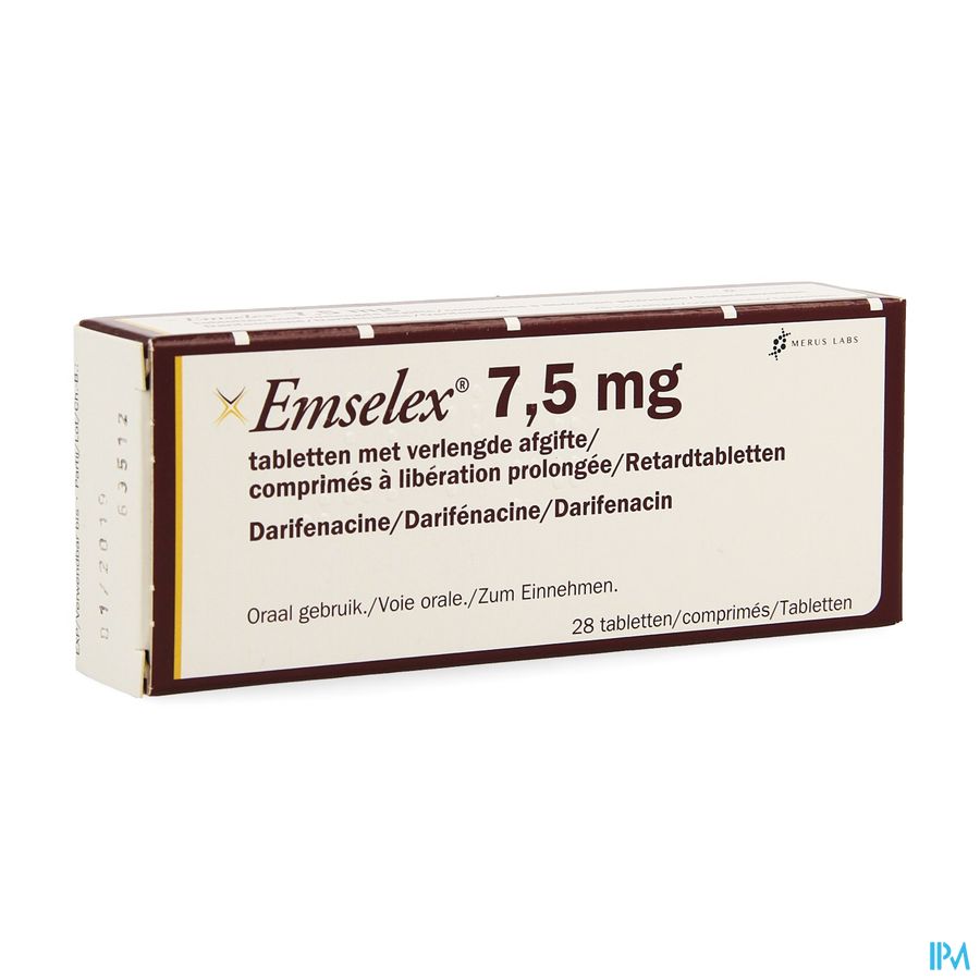 Emselex Verlengde Afgifte Tabl 28 X 7,5mg Emselex Verlengde Afgifte Tabl 28 X 7,5mg