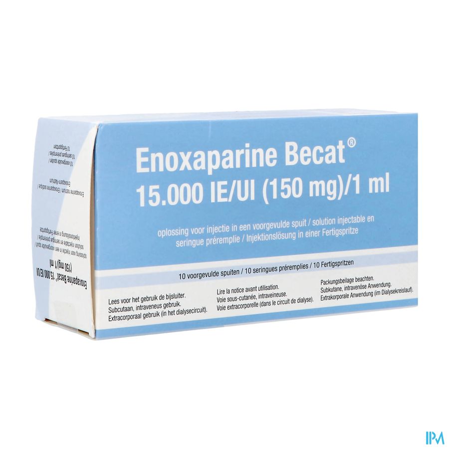 Enoxaparine Becat 15000ie 150mg/ml Voorgev.sp. 10 Enoxaparine Becat 15000ie 150mg/ml Voorgev.sp. 10
