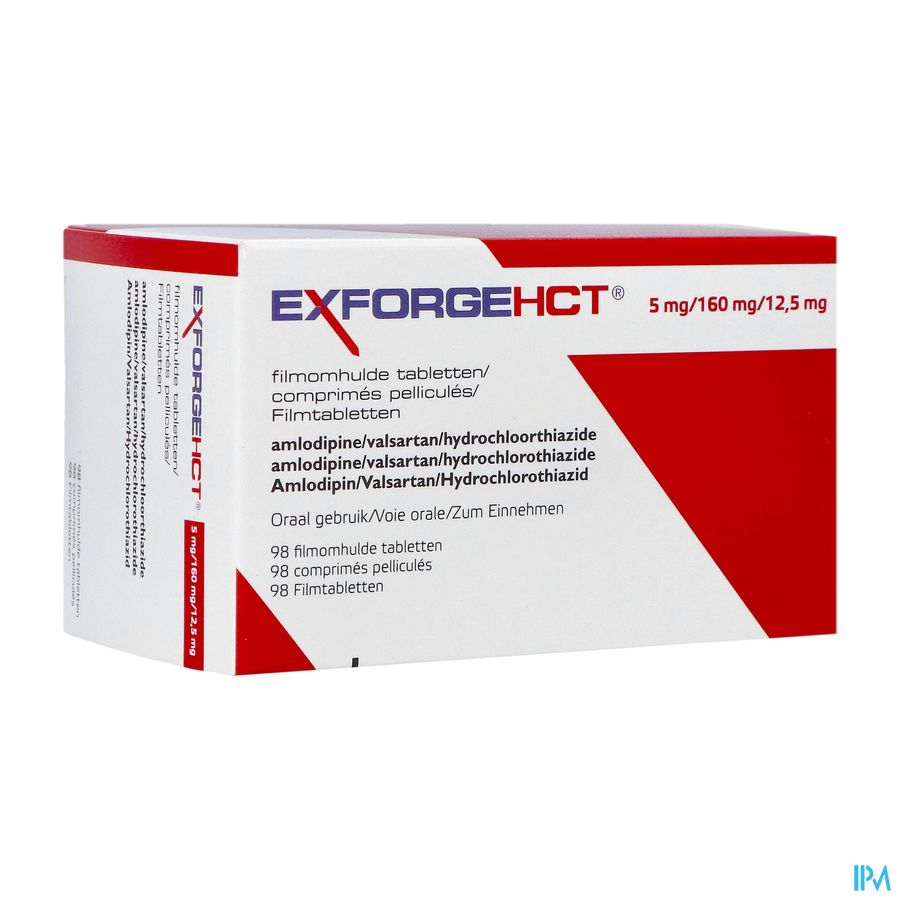 Exforge Hct 5mg/160mg/12,5mg Pipharma Comp 98 Pip Exforge Hct 5mg/160mg/12,5mg Pipharma Comp 98 Pip