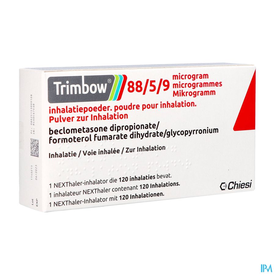 Trimbow 88/5 /9mcg Poudre Inhal. Fl 1 (120d) Trimbow 88/5 /9mcg Poudre Inhal. Fl 1 (120d)