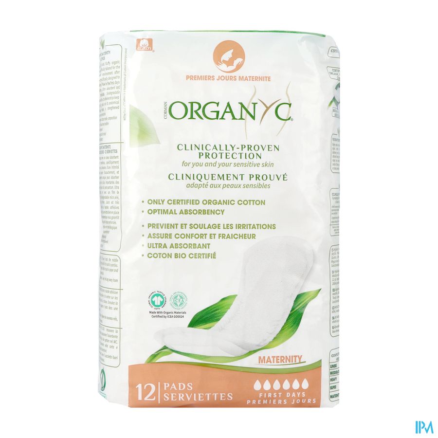 Organyc Serviette Maternite Premiers Jours 12 Organyc Serviette Maternite Premiers Jours 12