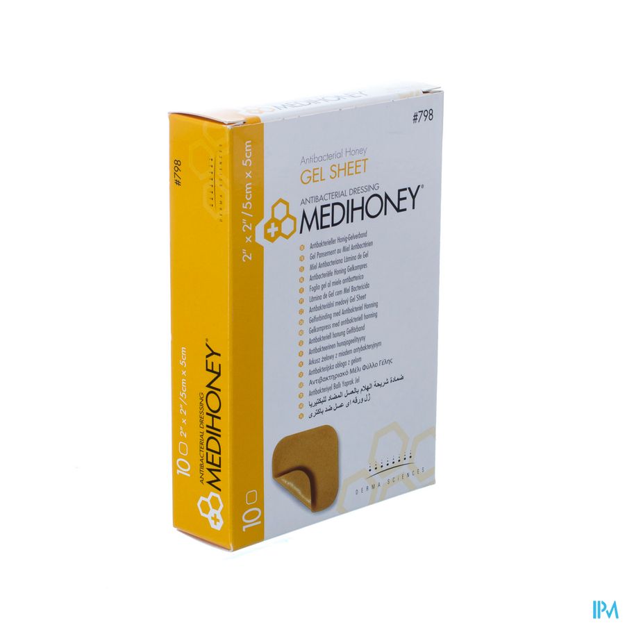 Medihoney Gelverb A/bact.honing 5x 5cm 10 1