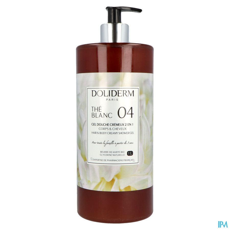 Doliderm Gel Douche 2en1 The Blanc Fl Pompe 1l 2