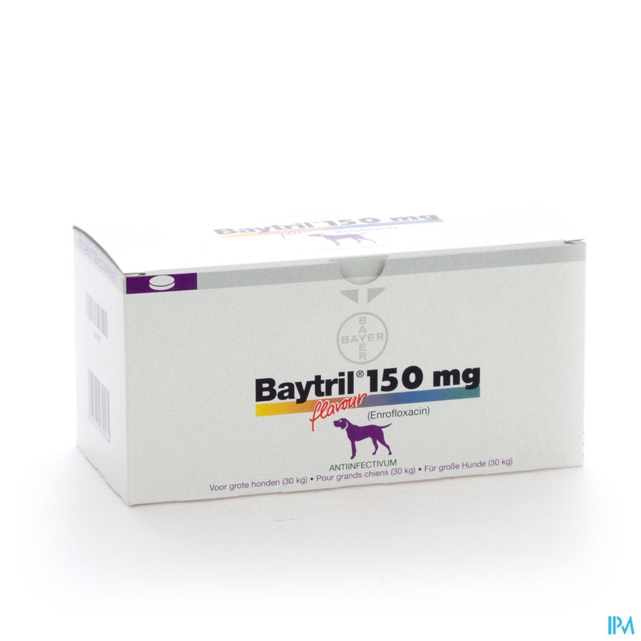 Baytril Flavour Hond/kat Tabl 100 X 150mg Baytril Flavour Hond/kat Tabl 100 X 150mg