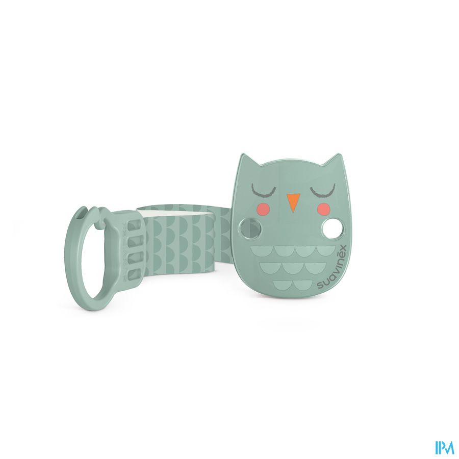 Suavinex Bonhomia Soother Clip+ribbon Owl Green 2