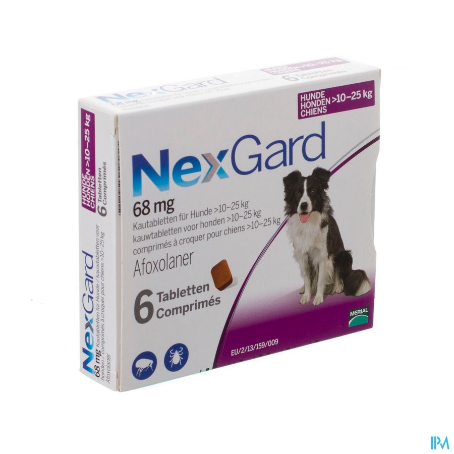 Nexgard 68mg l 10-25kg Kauwtabl 6 Nexgard 68mg l 10-25kg Kauwtabl 6