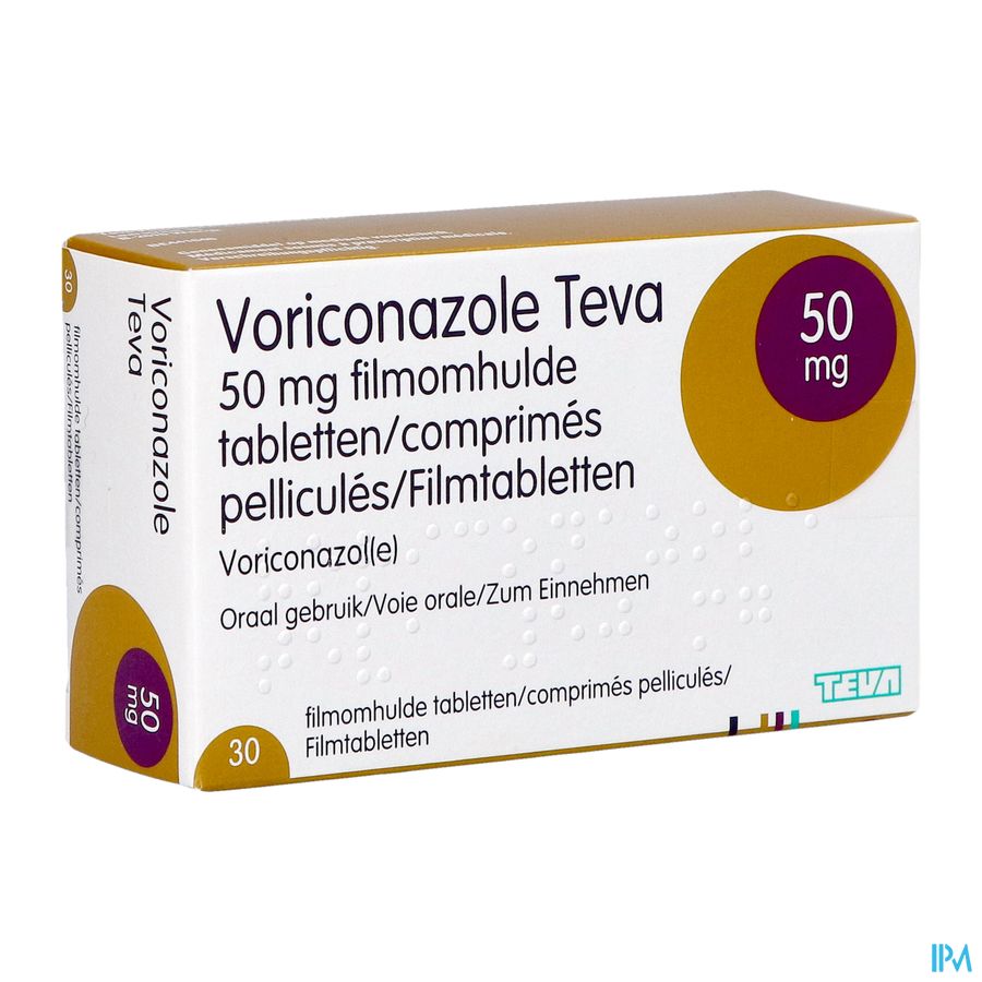 Voriconazole Teva 50mg Comp Pell 30 X 50mg