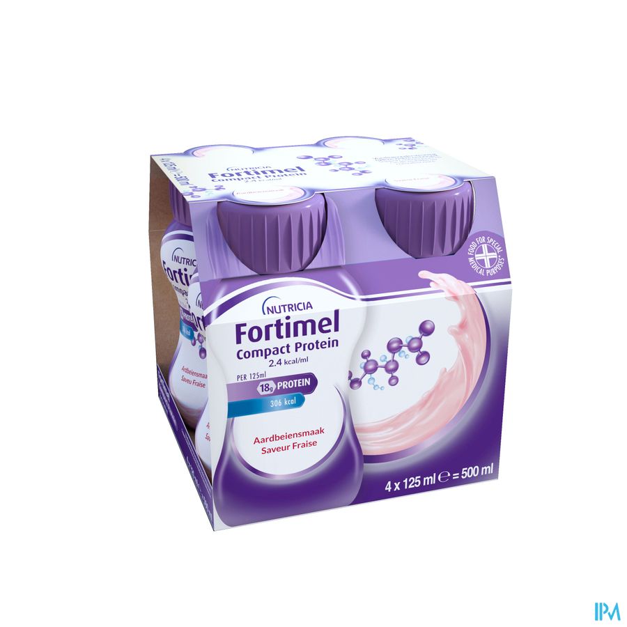 Fortimel Compact Protein 2.4kcal Aardbei 4x125ml 2