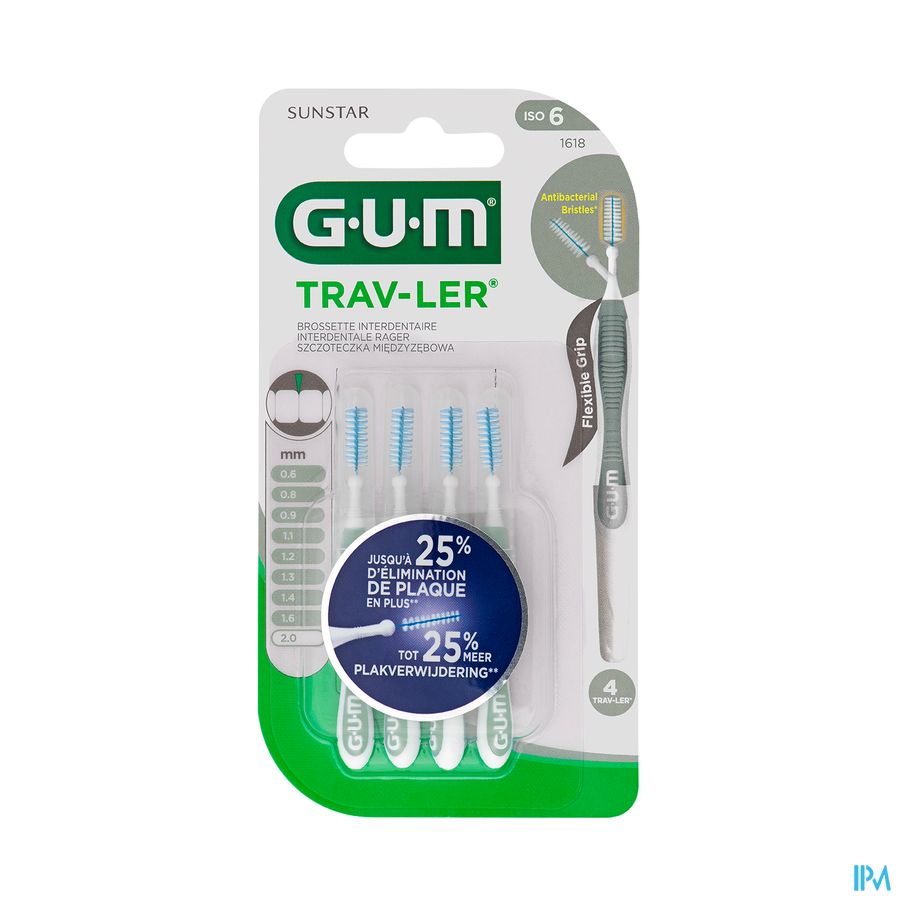 Gum Trav-ler Interdent.borsteltje 2,0mm 4 1618m4 Gum Trav-ler Interdent.borsteltje 2,0mm 4 1618m4