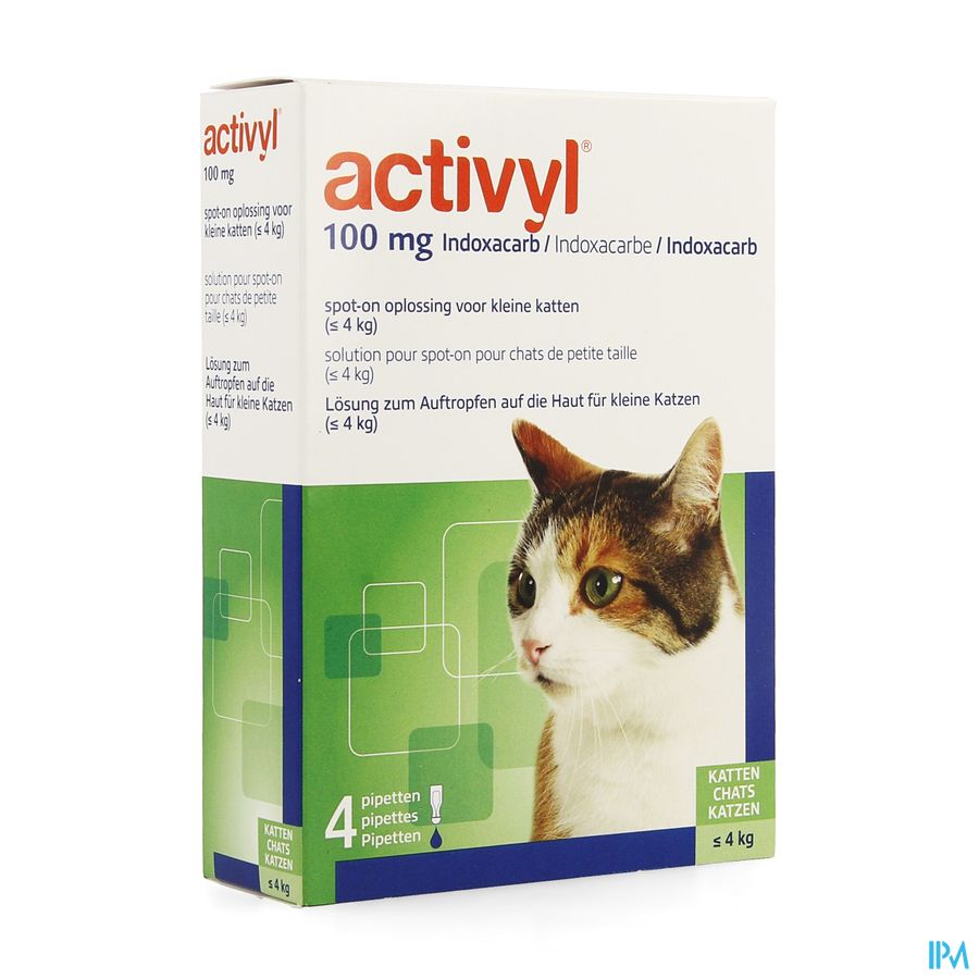 Activyl Spot-on Opl. Kleine Katten Pipet 4x100mg Activyl Spot-on Opl. Kleine Katten Pipet 4x100mg