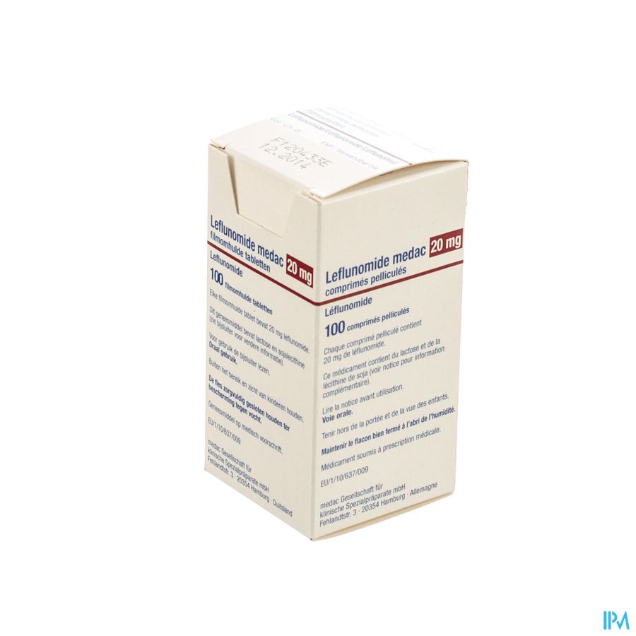 Leflunomide Medac Comp Pell 100 X 20mg Leflunomide Medac Comp Pell 100 X 20mg