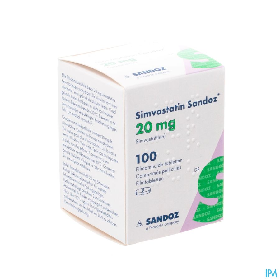 Simvastatin Sandoz 20mg Filmomh Tabl 100 Flacon 1