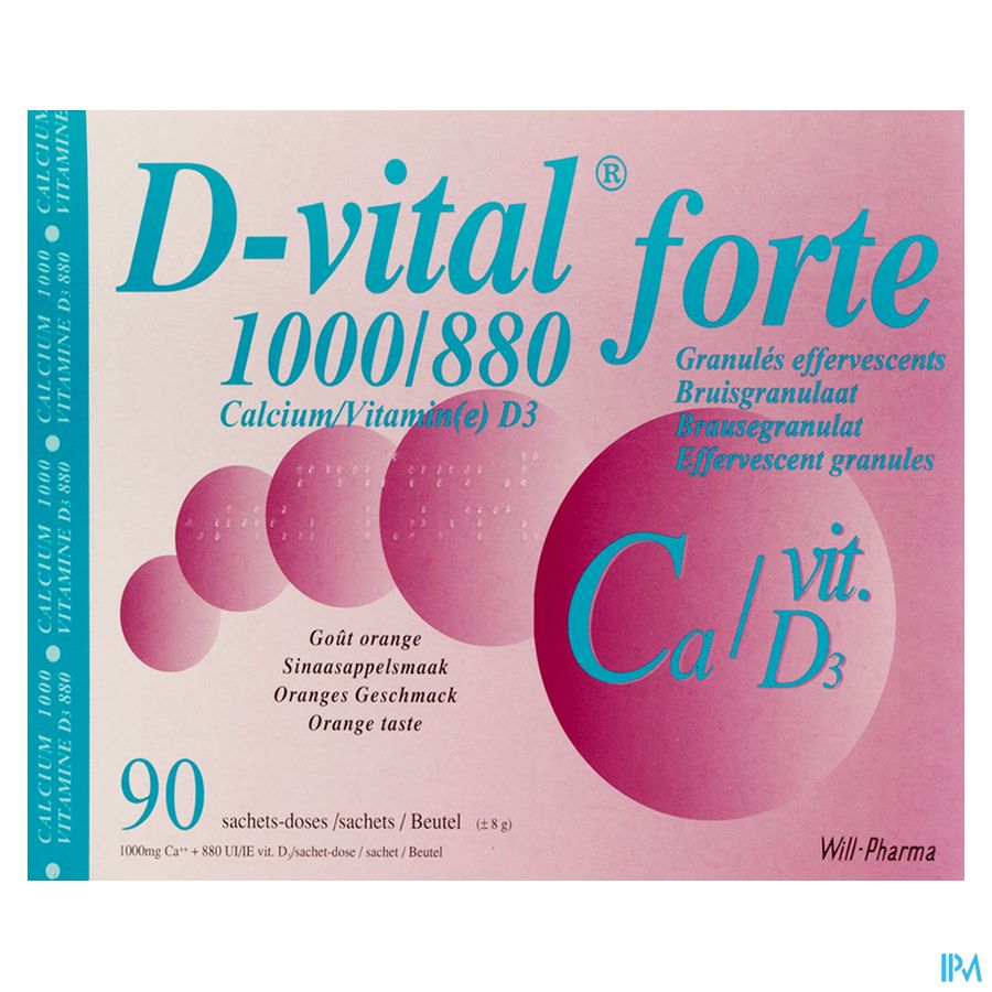 D-vital Forte Sinaas 1000mg/880ie Zakjes 90 3
