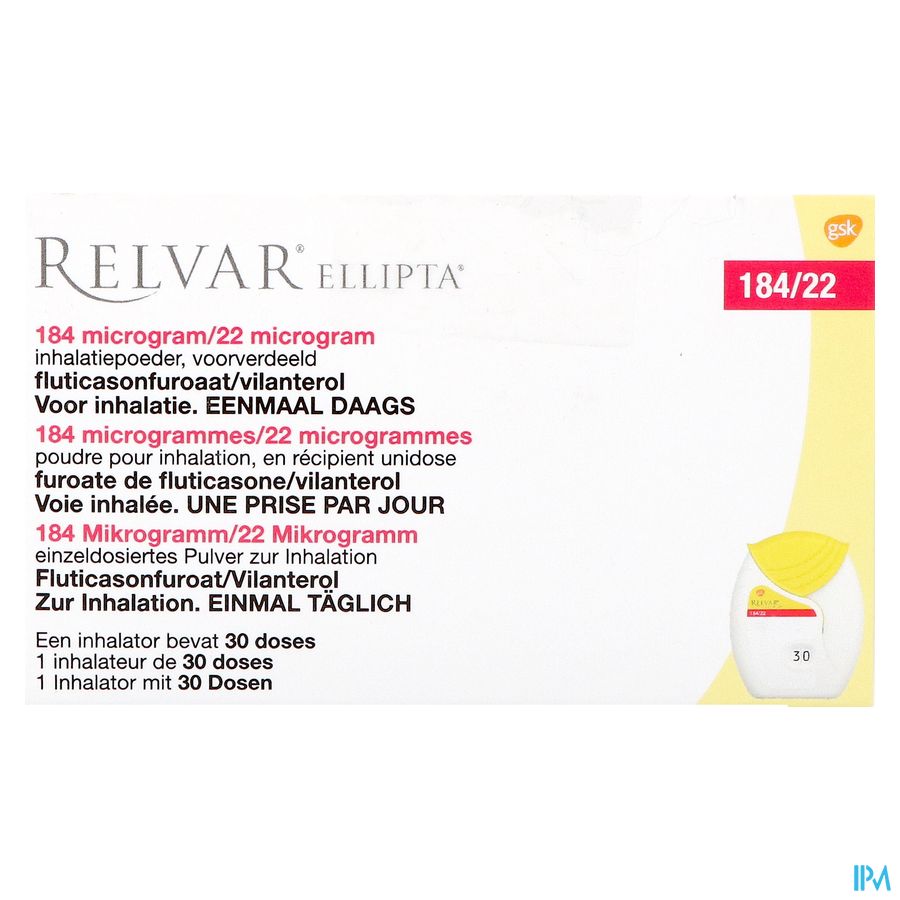 Relvar Ellipta 184/22mcg Abacus Pdr Inhal 1x30dose 1
