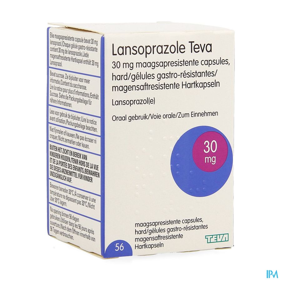 Lansoprazole Teva 30mg Maagsapresist Caps 56