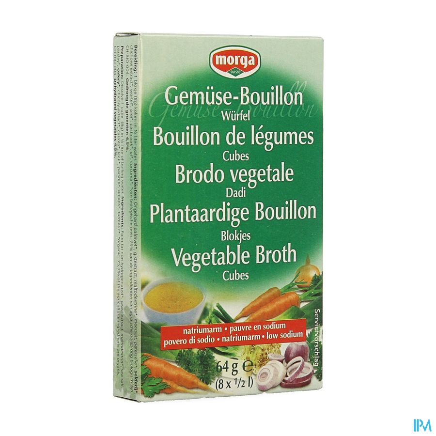 Morga Bouillonblokje Z/zout Bio 8x8g Revogan Morga Bouillonblokje Z/zout Bio 8x8g Revogan