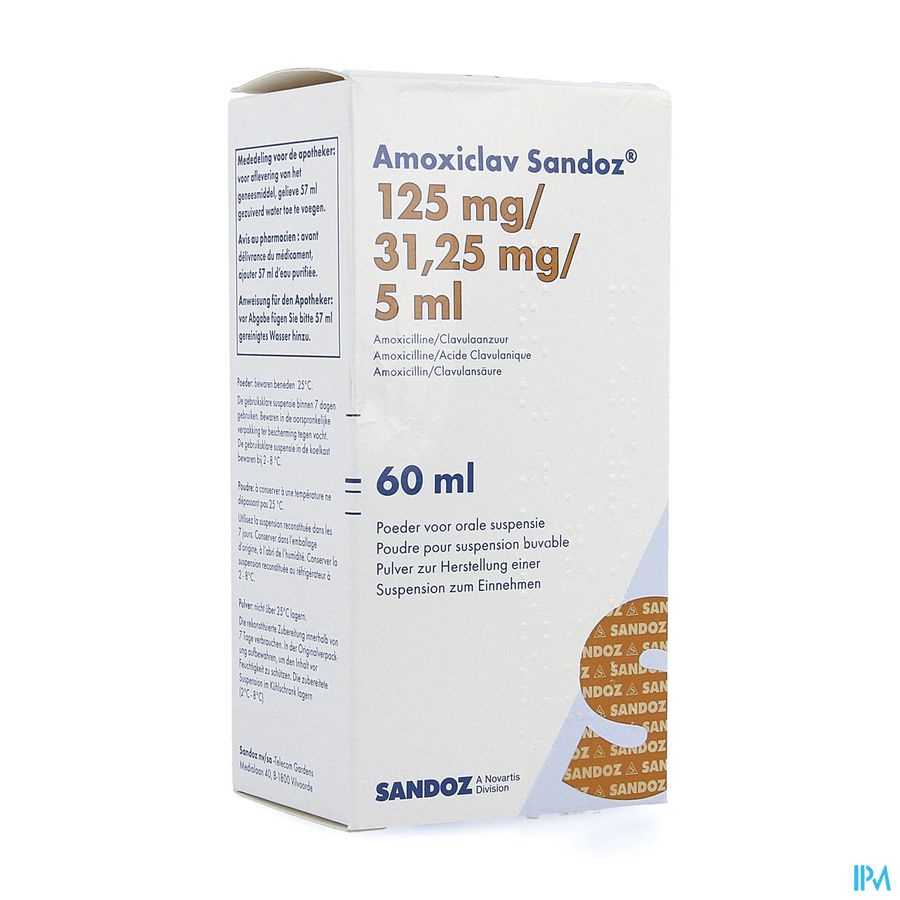 Amoxiclav Sandoz 125mg/5ml Pd Susp 60ml Amoxiclav Sandoz 125mg/5ml Pd Susp 60ml