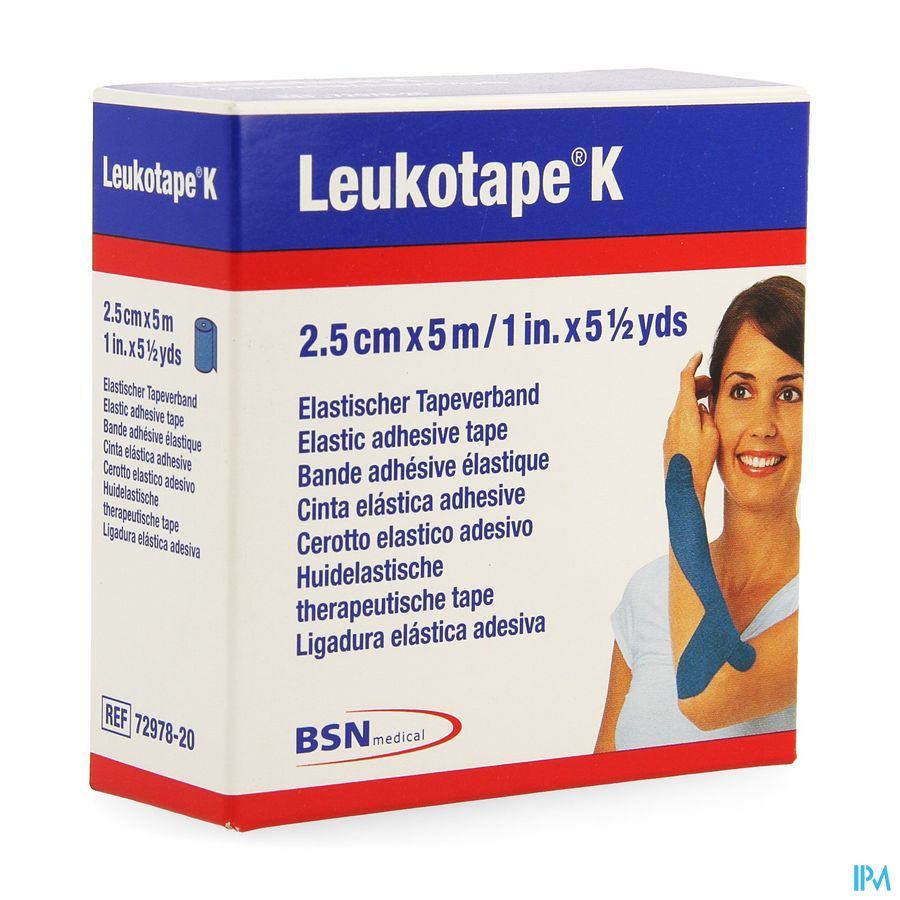 Leukotape K Kleefwindel Elast Blauw 2,5cmx5m 1 2