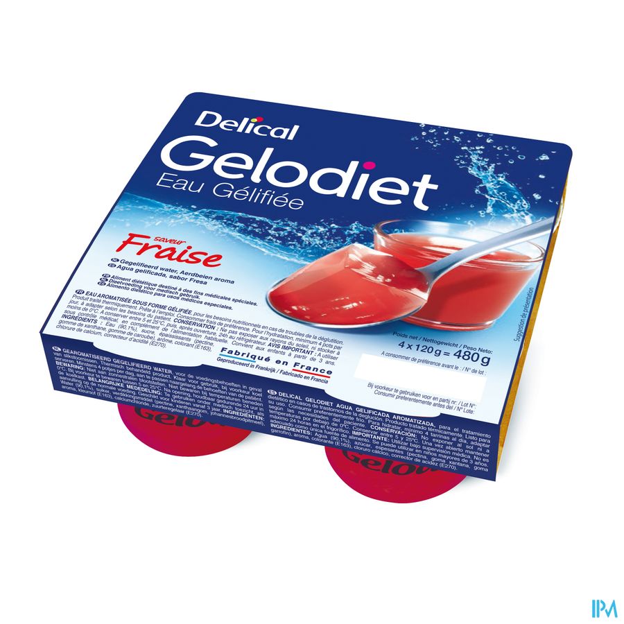 Gelodiet Gelwater Gesuikerd Aardbei Pot 4x120g Gelodiet Gelwater Gesuikerd Aardbei Pot 4x120g